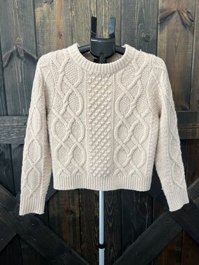 Lulus Back To Cozy Beige Cable Knit Backless Sweater S Chunky Ribbed Thick Open